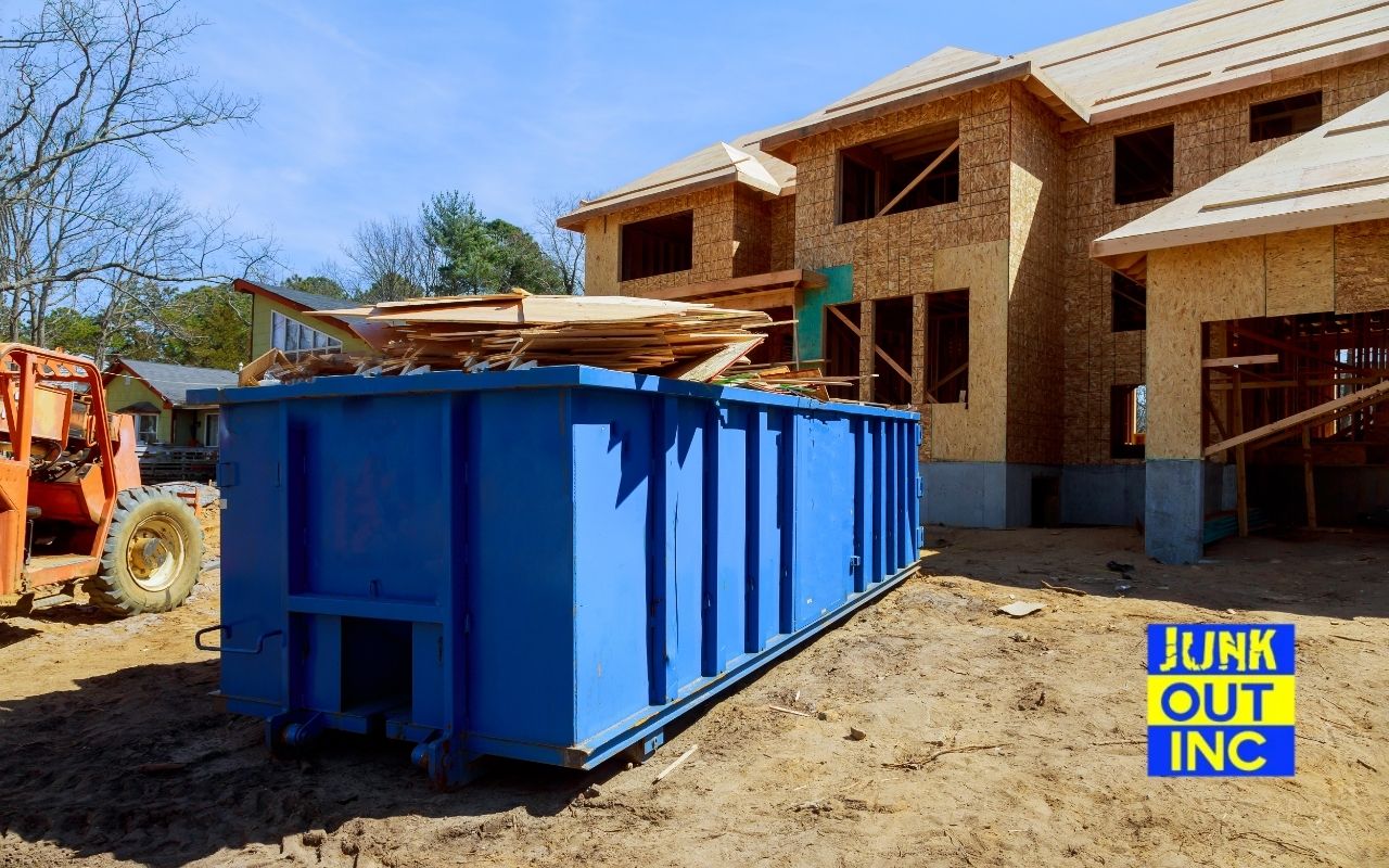 Dumpster on construction site for efficient debris disposal