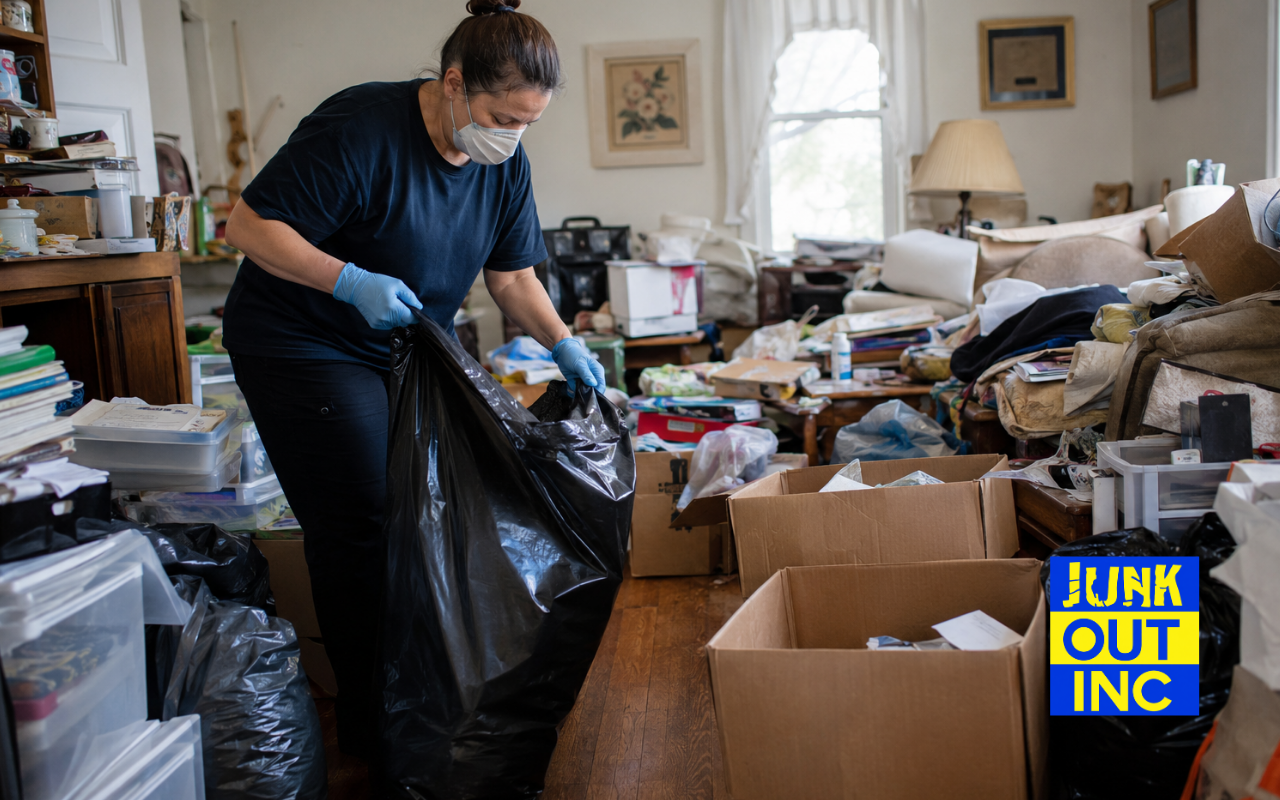 Hoarding cleanout service in Westchester clearing a crowded home